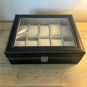 Amazon Black Leather Clear Watch Display Case 10 Full Sizes Watches